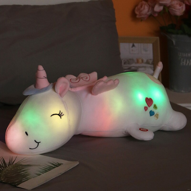 New kawaii Luminous Unicorn Stuffed Animal Pillow Glowing LED Light Dolls Kids Baby Gifts Room Dec Plush Toys For Children