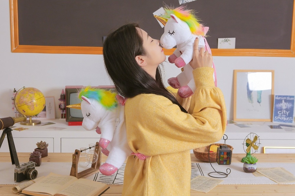 33cm Kawaii Unicorn Plush Backpack Unicorn Backpacks Soft Doll Plush Shoulder Bag Birthday Children Kids Bag Girls Gift