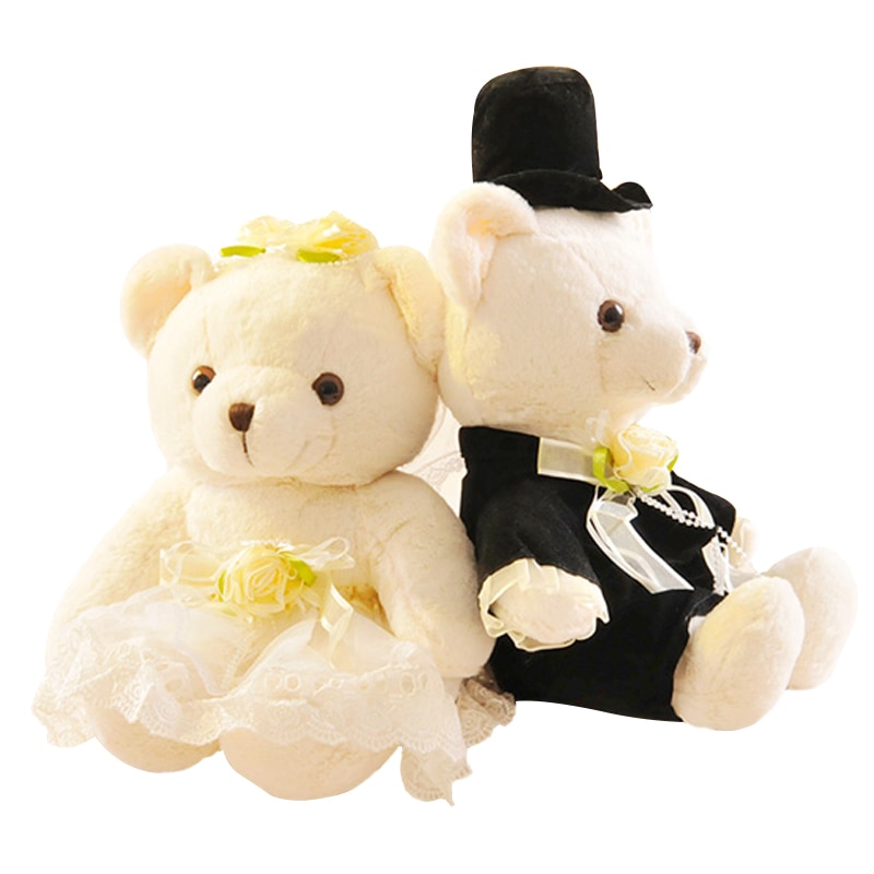 2pcs/pair 15cm Couple Bear Wedding Teddy Bear Plush Toys Wedding Gift Christmas Gift Wholesale Stuffed Animal Doll for Lovers