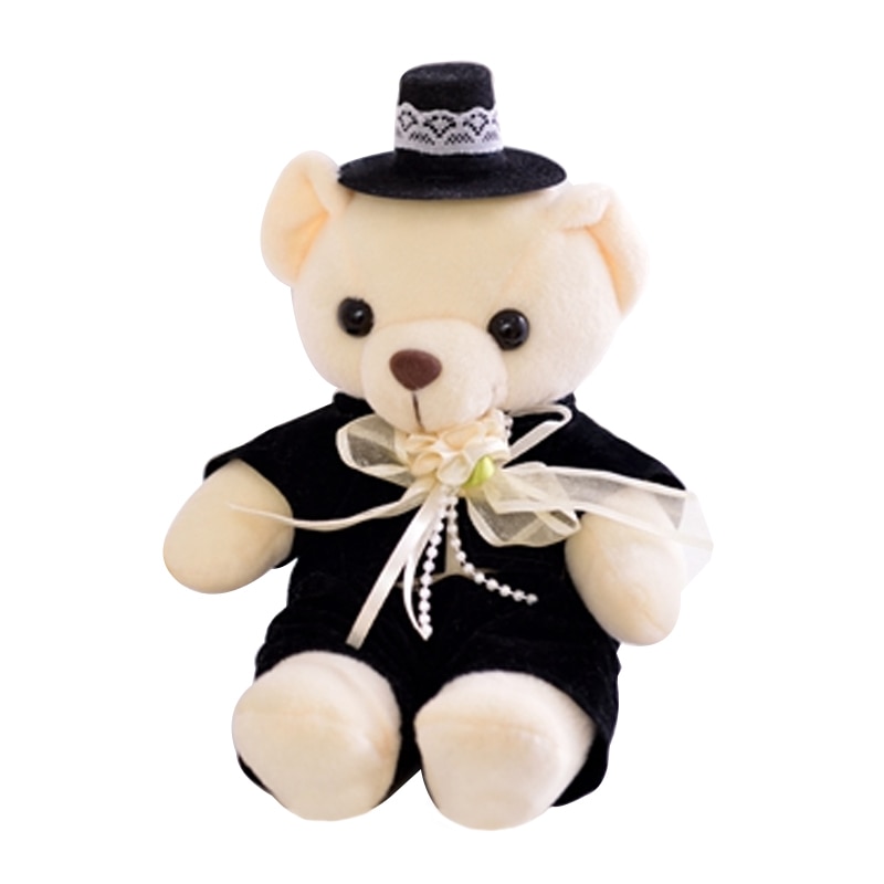 2pcs/pair 15cm Couple Bear Wedding Teddy Bear Plush Toys Wedding Gift Christmas Gift Wholesale Stuffed Animal Doll for Lovers