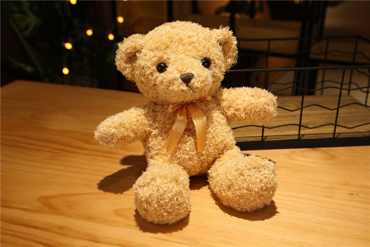 30cm Kawaii Fluffy Teddy Bear Plush Dolls Lovely Bear with Clothes Holding Heart Pillow Nice Wedding Valentine's Gifts For kids