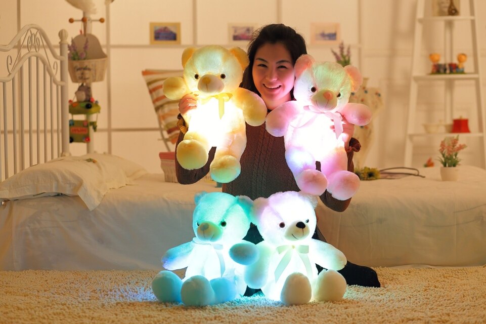 1pc 50cm Creative Light Up LED Teddy Bear Stuffed Animals Luminous Plush Toy Colorful Glowing Teddy Bear Christmas Gift for Kids