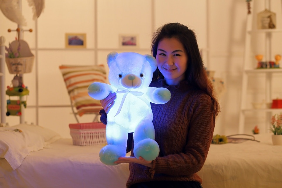 1pc 50cm Creative Light Up LED Teddy Bear Stuffed Animals Luminous Plush Toy Colorful Glowing Teddy Bear Christmas Gift for Kids