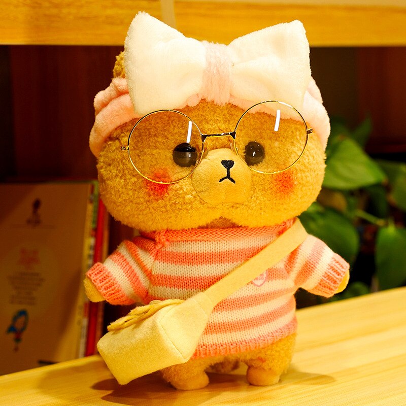 1pc 35cm Lovely Teddy Bear Plush Toys Kawaii Bears with Hat Glasses Cloth Dolls Stuffed Soft Pillow for Girlfriend Baby Present