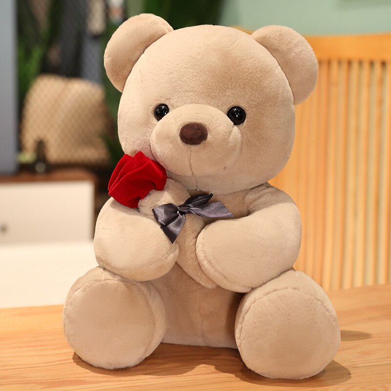 25/35/45cm Lovely Hug Roses Teddy Bear Plush Pillow Stuffed Soft Animal Dolls Nice Birthday Gift for Girls Baby Dolls