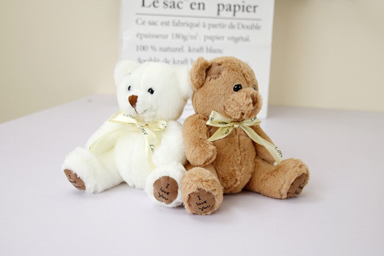1pc 18cm Lovely Patch Bear Dolls Teddy Bear Soft Stuffed Toy Bear Baby Toy Kids Girls Birthday Brinquedos Wedding Gifts