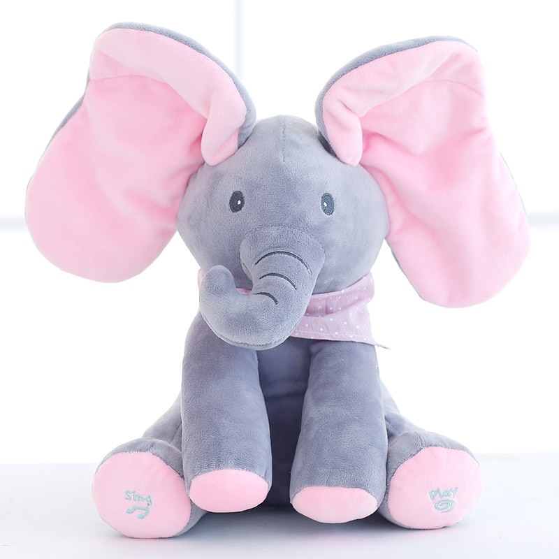Ears Move Music Baby Animal Hide And Seek Cat Soothing Doll Elephant Dog Rabbit Plush Toy Kids Robots Pet Elephant Electric Toys