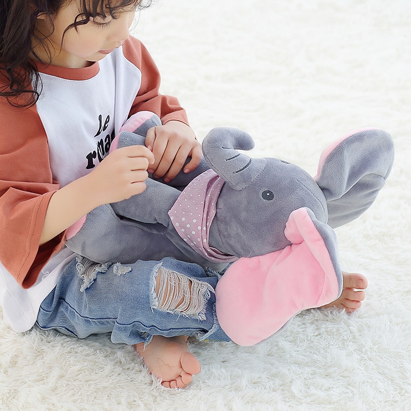 Ears Move Music Baby Animal Hide And Seek Cat Soothing Doll Elephant Dog Rabbit Plush Toy Kids Robots Pet Elephant Electric Toys