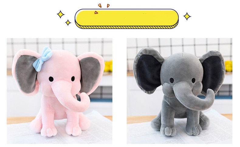 Elephant Plush Toys Baby Room Decorative Stuffed Dolls for Slepping 25cm Kawaii Animal Child Kids Plushiies Toy Pink Grey Doll