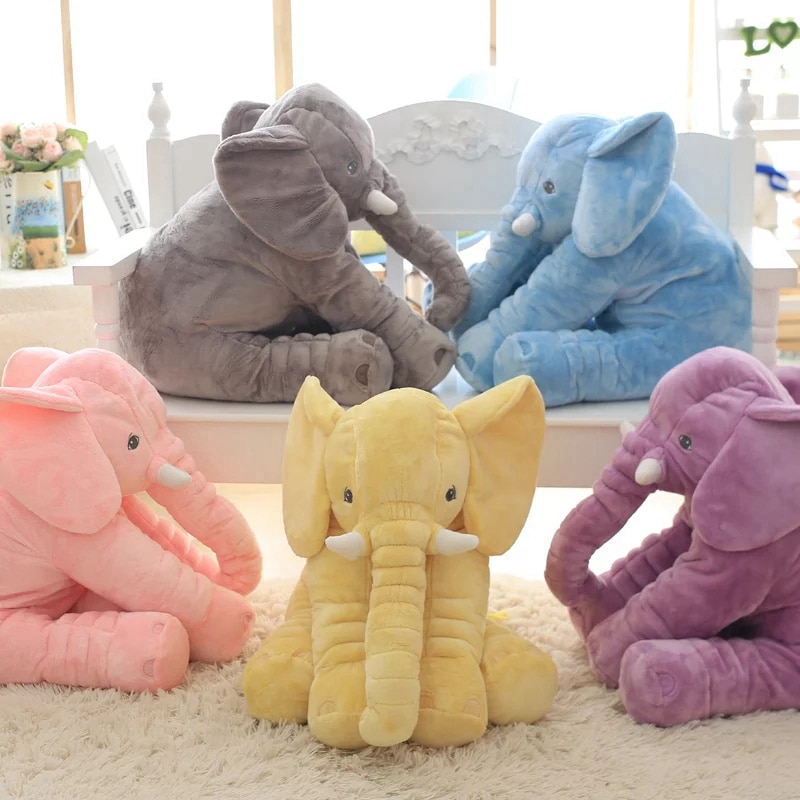 60cm 80cm Height Kawaii Plush Elephant Doll Toy Kids Sleeping Back Cushion Cute Stuffed Elephant Baby Accompany Doll Xmas Gift