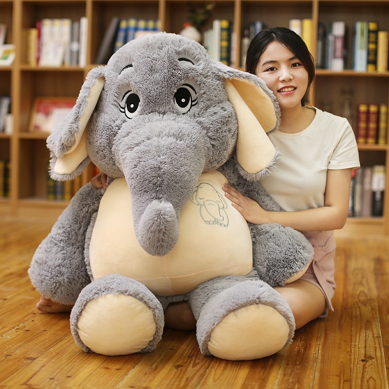 Giant Elephant Stuffed Animals Toys Long Plush Flappy Ears Grey Elephant appease hug toys for Children Huge Size Push toys
