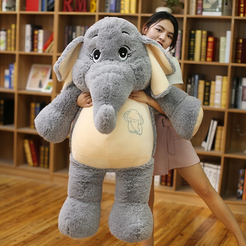 Giant Elephant Stuffed Animals Toys Long Plush Flappy Ears Grey Elephant appease hug toys for Children Huge Size Push toys
