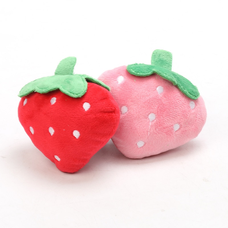 Dog Puppy Toys Pet Supplies Pets Chew Toy Strawberry Squeak Cleaning for Small Medium Dog Accessories Plush Sound