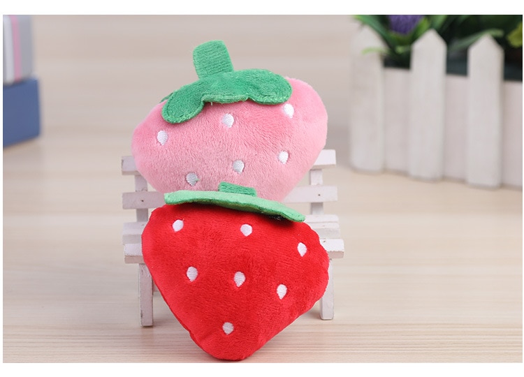Dog Puppy Toys Pet Supplies Pets Chew Toy Strawberry Squeak Cleaning for Small Medium Dog Accessories Plush Sound