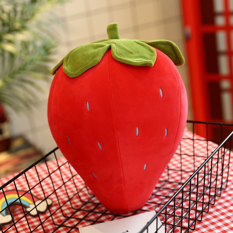 1pc 22cm-50cm Pink Strawberry Soft Plush Food Fruits Toy Down Cotton Stuffed Strawberries Plants Plushie Decor Kids Gift