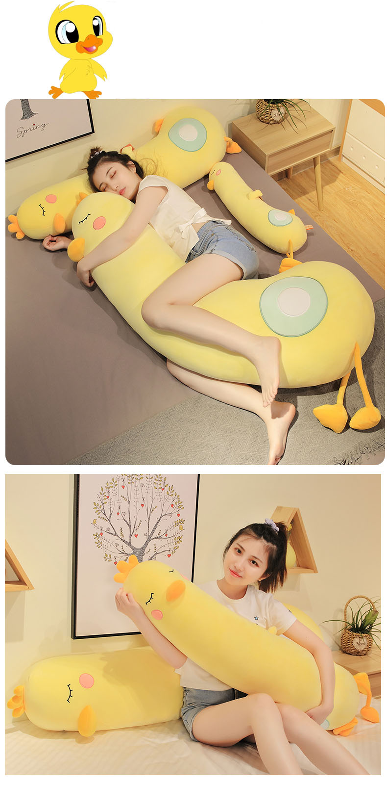 Duck Plush Toys Kawaii Animal Soft Legs Pillow for Sleeping Child Cushion Room Decorative Pillows 70cm 100cm 120cm Kid Plush Toy