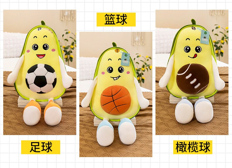 Avocado Plush Kawaii Sport Avocado Stuffed Pillow 50cm Simulation Food Fruits Cartoon Soft Dolls Grabbing Machine Plush Toys