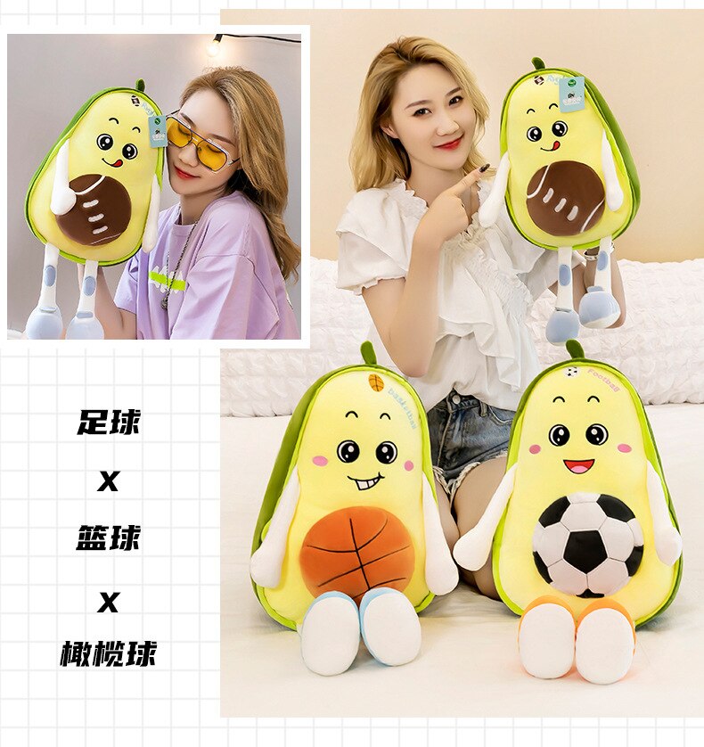 Avocado Plush Kawaii Sport Avocado Stuffed Pillow 50cm Simulation Food Fruits Cartoon Soft Dolls Grabbing Machine Plush Toys