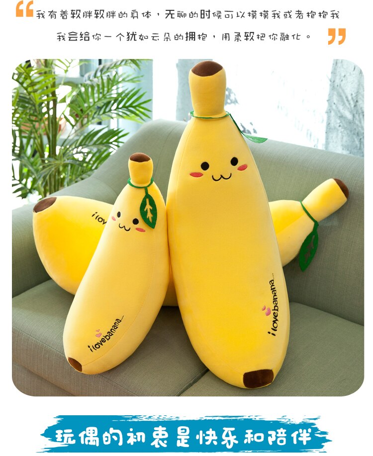 Plush Banana Pillows Stuffed Cushions Super Soft Hugging Toys Fruit Design Decoration Gifts