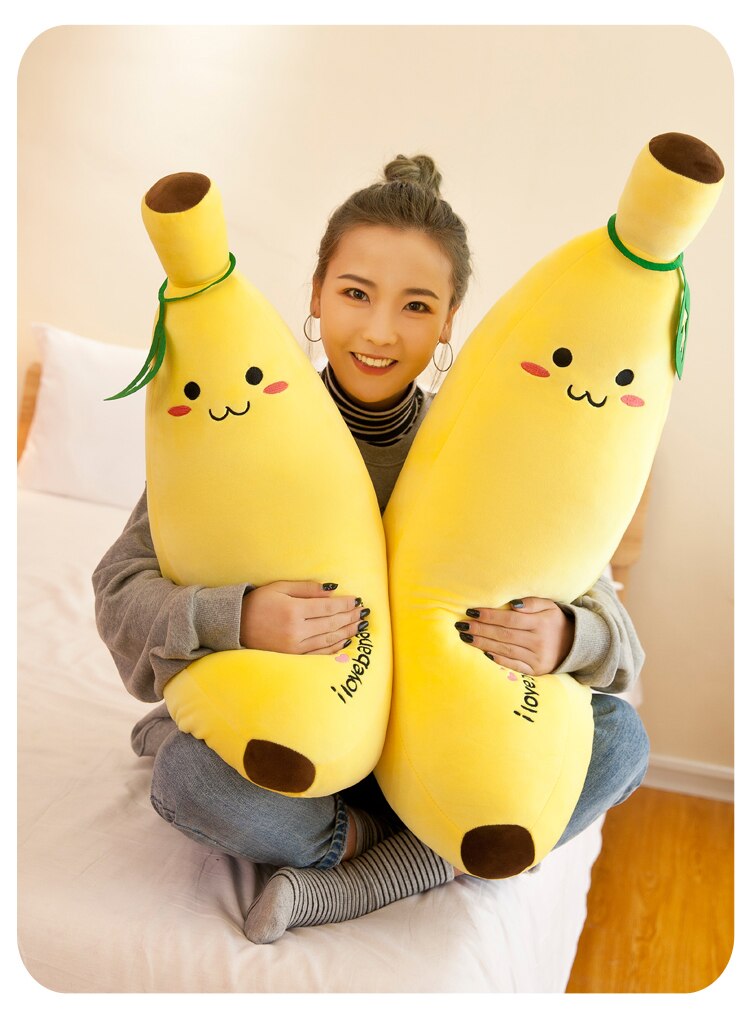 Plush Banana Pillows Stuffed Cushions Super Soft Hugging Toys Fruit Design Decoration Gifts