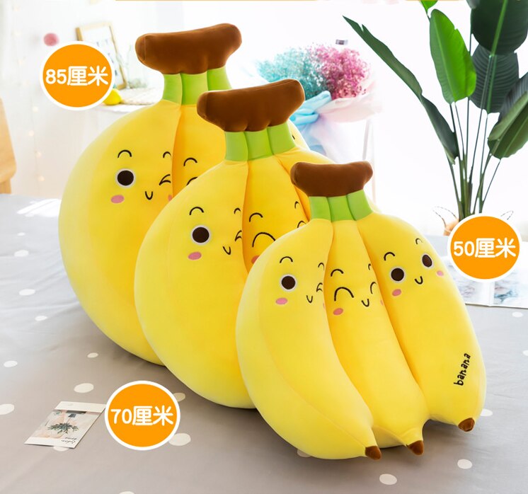 50cm Creative Cartoon Banana Plush Pillow Kawaii Expression Sofa Bedroom Cushion Baby Plush Toys Fruit Doll Children Gift