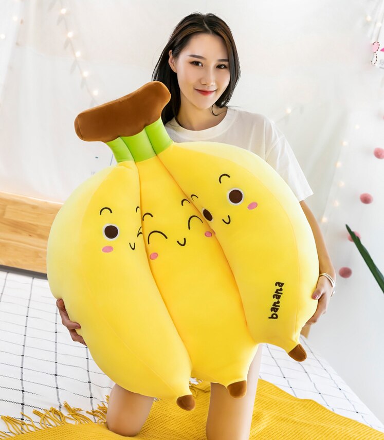 50cm Creative Cartoon Banana Plush Pillow Kawaii Expression Sofa Bedroom Cushion Baby Plush Toys Fruit Doll Children Gift
