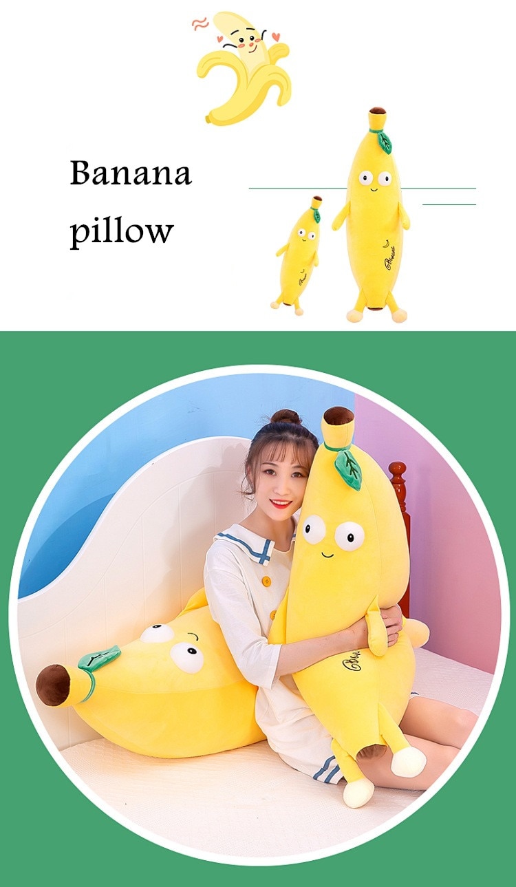 Plush Toy Cartoon Big Eyes Banana Plush Toy Pillow Kawaii Doll Doll Child Gift Girl Sleeping Pillow Decoration Kids Toys