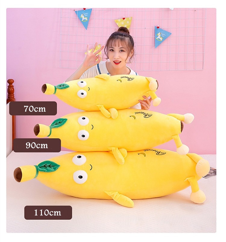 Plush Toy Cartoon Big Eyes Banana Plush Toy Pillow Kawaii Doll Doll Child Gift Girl Sleeping Pillow Decoration Kids Toys