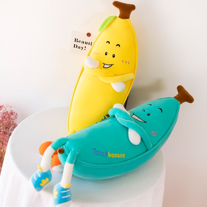 80/100cm Giant Soft Cartoon Banana pillow Plush Toys Stuffed Fruit Cushion Pillow Creative Girls Valentine's Gift Plush Toy Doll