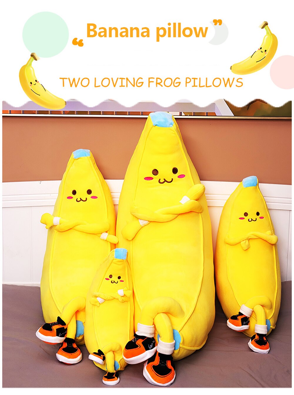 Kawaii Big Banana Doll Plush Pillow Toys Creative Soft Stuffed Cartoon Fruit Banana Doll Bedroom Sleeping Pillow Cushion игрушк