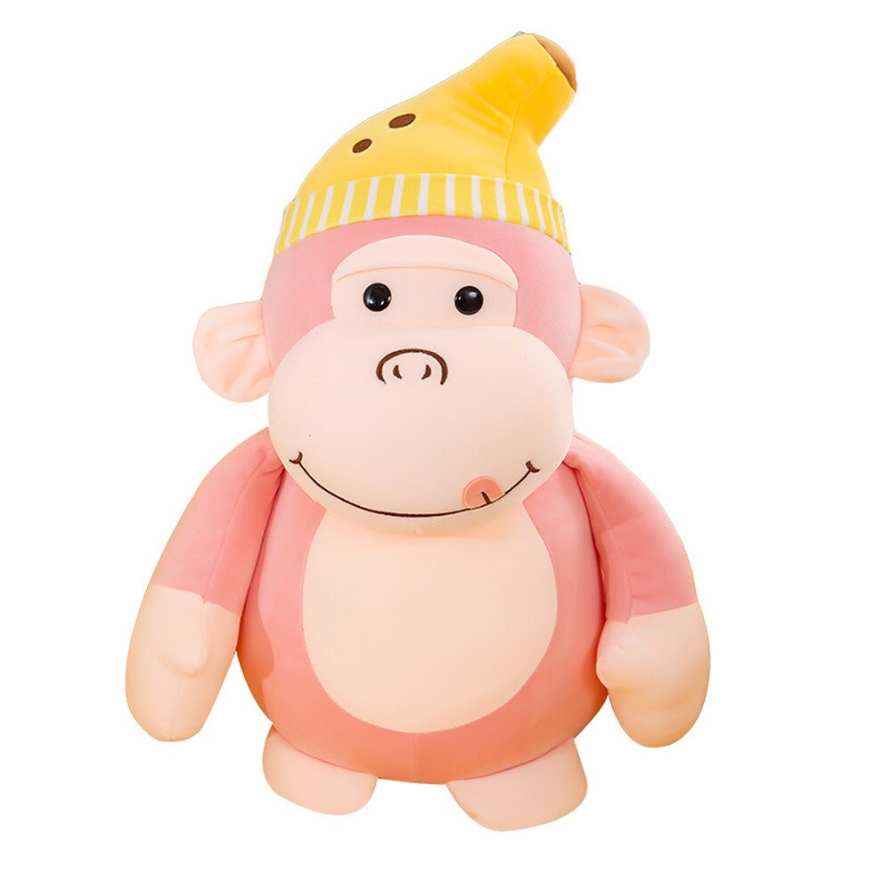 Kawaii Banana Hat Little Monkey Plush Toy Stuffed Cute Animal Plush Doll Children Accompany Doll Sleep Pillow Birthday Gift