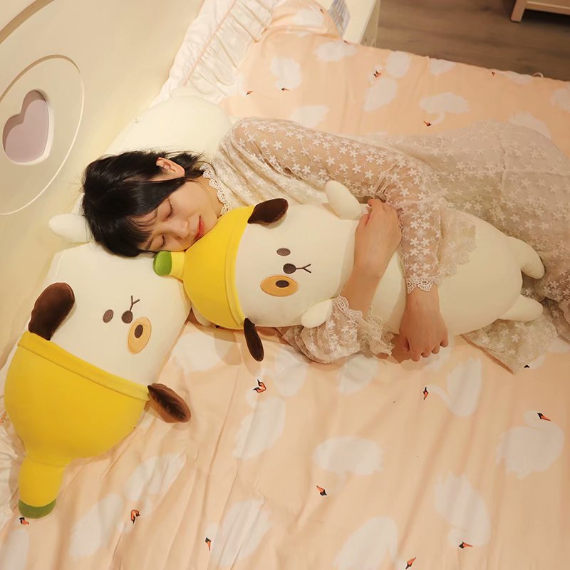 60-100cm Cute Puppy Plush Ptuffed Toy Soft Banana Dog Pillow Paby Sleep Pillow Home Decor Girl Gifts
