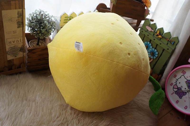 Dorimytrader Realistic Fruit Lemon Plush Pillow Stuffed Soft Lifelike Yellow Lemon Cushion Toy Decoration Gift for Kids 40cm