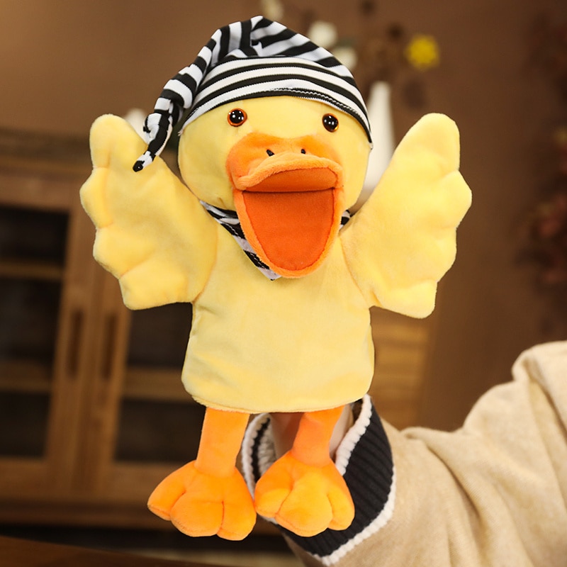 Cute Duck Hand Puppets Plush Dolls Story Telling Educational Pretend Play Toys 