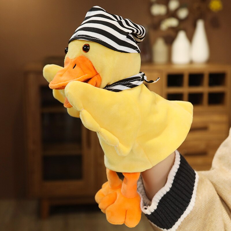 Children Animal Hand Puppet Toy Cartoon Cute Plush Parrot Duck Puppet Toy Hand Doll Storytelling Education Toy Gifts 28cm