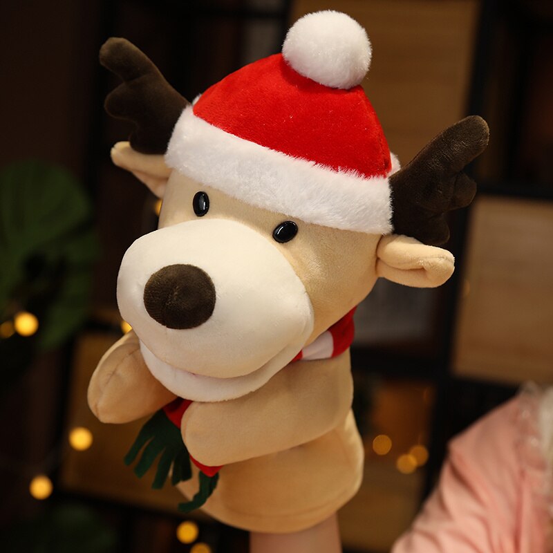 New Creative Christmas Gifts Santa Claus Moose Doll Plush Toy Hand puppet Toy for Children