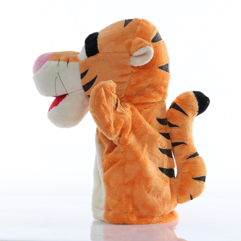 1pcs 25cm Hand Puppet Tiger Animal Plush Toys Baby Educational Hand Puppets Story Pretend Playing Dolls for Kids Children Gifts