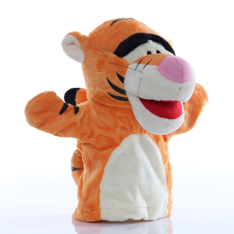 1pcs 25cm Hand Puppet Tiger Animal Plush Toys Baby Educational Hand Puppets Story Pretend Playing Dolls for Kids Children Gifts