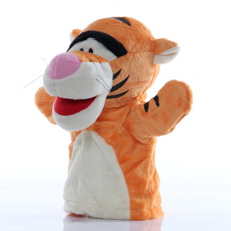 1pcs 25cm Hand Puppet Tiger Animal Plush Toys Baby Educational Hand Puppets Story Pretend Playing Dolls for Kids Children Gifts