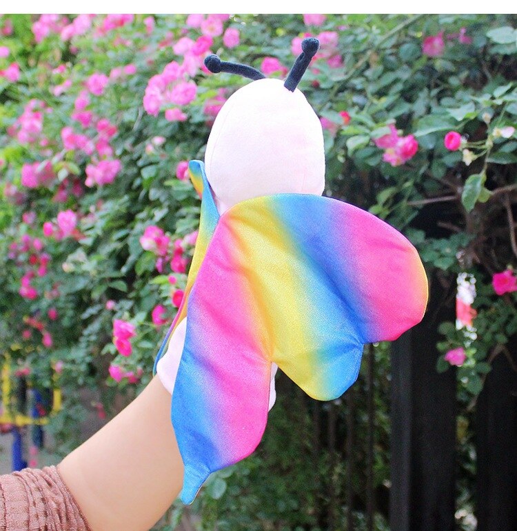 New Beautiful simulation butterfly hand puppet Parent-child early education tool good quality comfortable plush toy kids gift