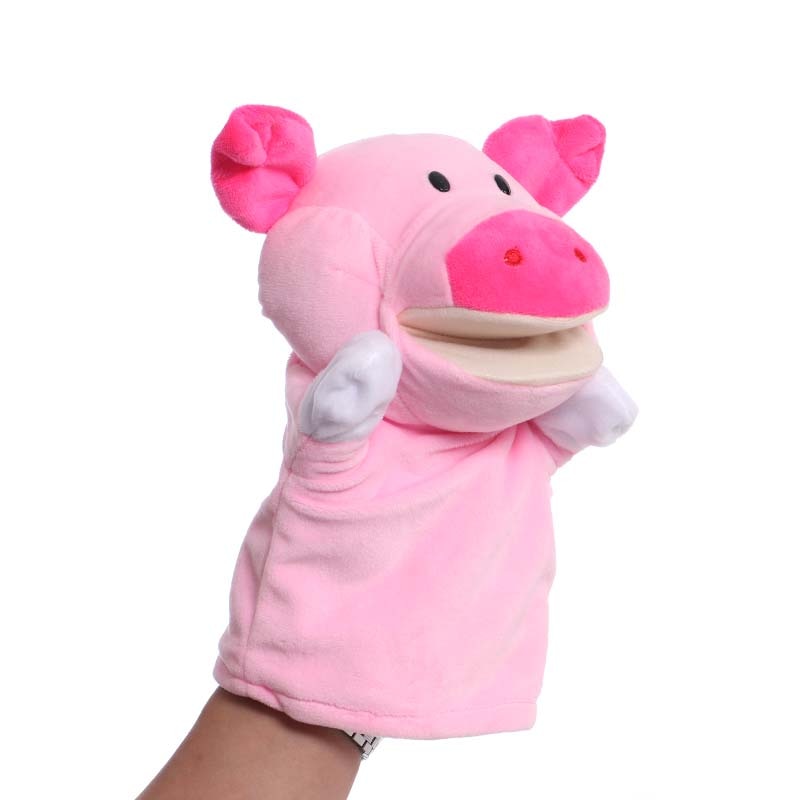 25cm Animal Hand Puppet Pink Pig Plush Toys Baby Educational Hand Puppets Cartoon Pretend Telling Story Doll Toy for Children