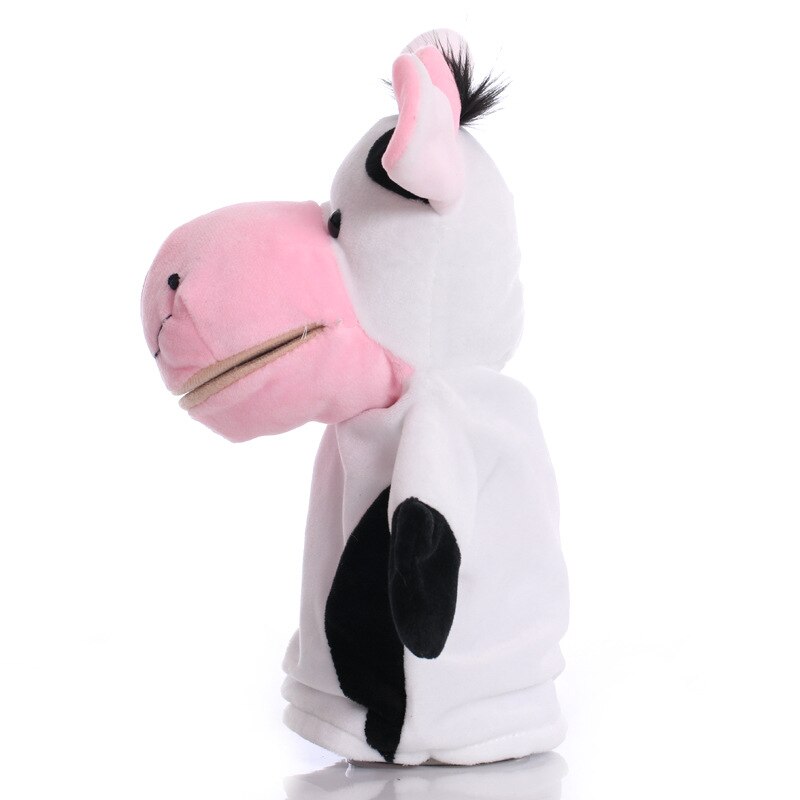 1pcs 25cm Hand Puppet Cow Animal Plush Toys Baby Educational Hand Puppets Story Pretend Playing Dolls for Kids Children Gifts