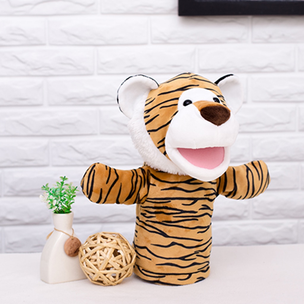 Cartoon Zoo Tiger Hand Puppet Baby Plush Glove Dolls Teaching Show Kids Gift