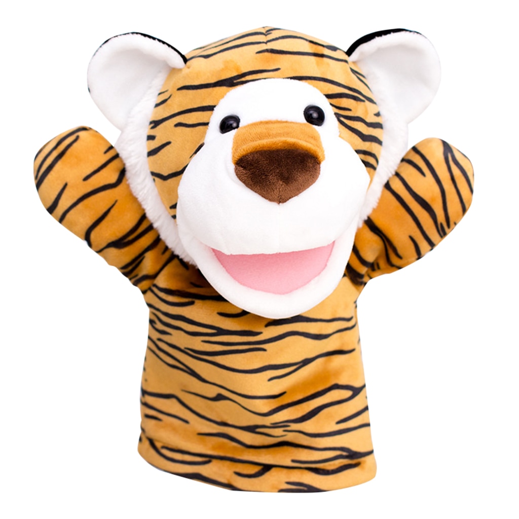 Cartoon Zoo Tiger Hand Puppet Baby Plush Glove Dolls Teaching Show Kids Gift