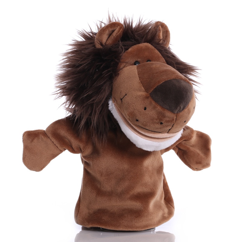 25cm Animal Hand Puppet Lion Plush Toys Baby Educational Hand Puppets Cartoon Pretend Telling Story Doll Toy for Children Kids