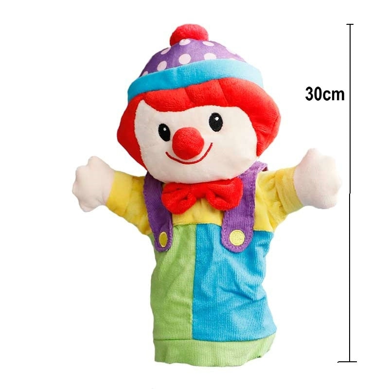 30cm Clown Large Hand Puppet Buffoon Finger Puppets Stuffed Doll on Hand Children Toy for Kids Parent-child Storytelling Props