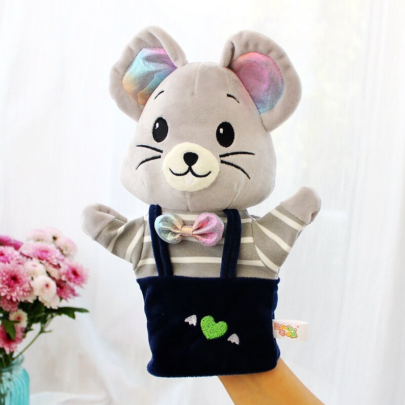 Mouse cat catch mice hand puppet toy animal glove can open mouth fluffy doll cover hand doll kindergarten mouse year mascot