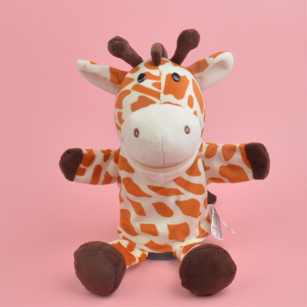 25-30cm cute cartoon plush baby toy hippo ladybug wolf giraffe raccoon crocodile hand puppet baby telling story