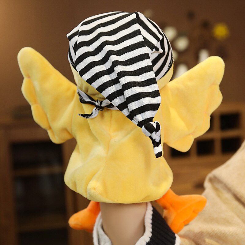 Kawaii Soft Plush Yellow Duck Blue Parrot Hand Puppet Interesting Stuffed Toy Doll Gift for Children Adults Home Decoration