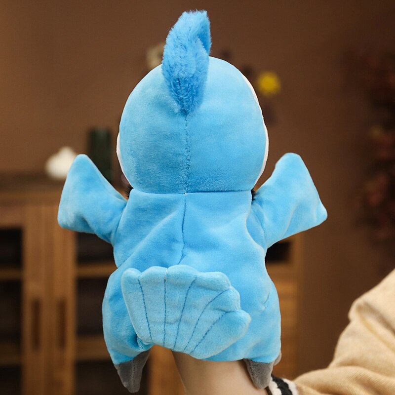 Kawaii Soft Plush Yellow Duck Blue Parrot Hand Puppet Interesting Stuffed Toy Doll Gift for Children Adults Home Decoration